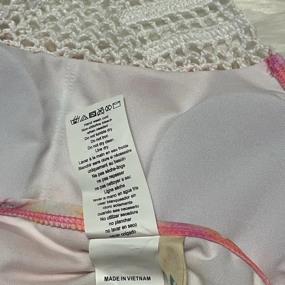 NEW HOBIE Girls Crochet High Neck 2 Piece Bikini Tie Dye Pink Orange NWT